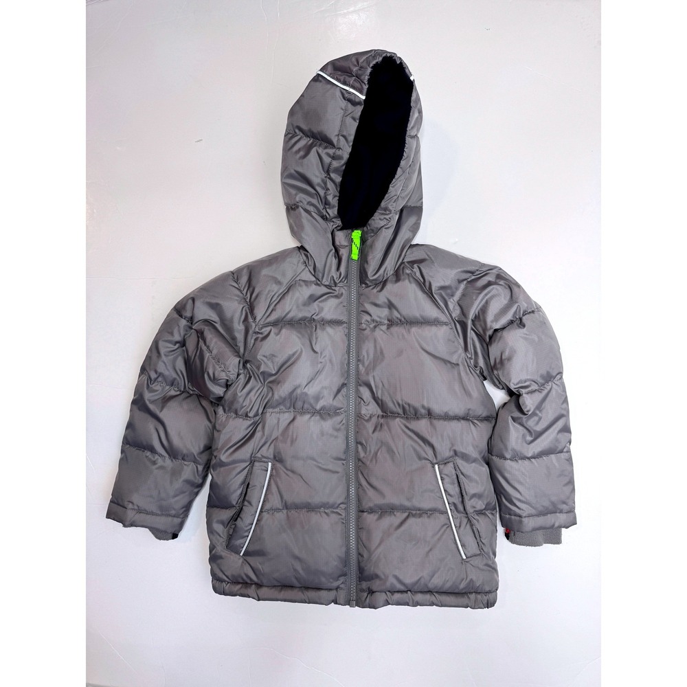 CREWCUTS J.Crew Kids Boys Puffer Jacket Coat XS 4 or 5 Gray Hood Winter Snow